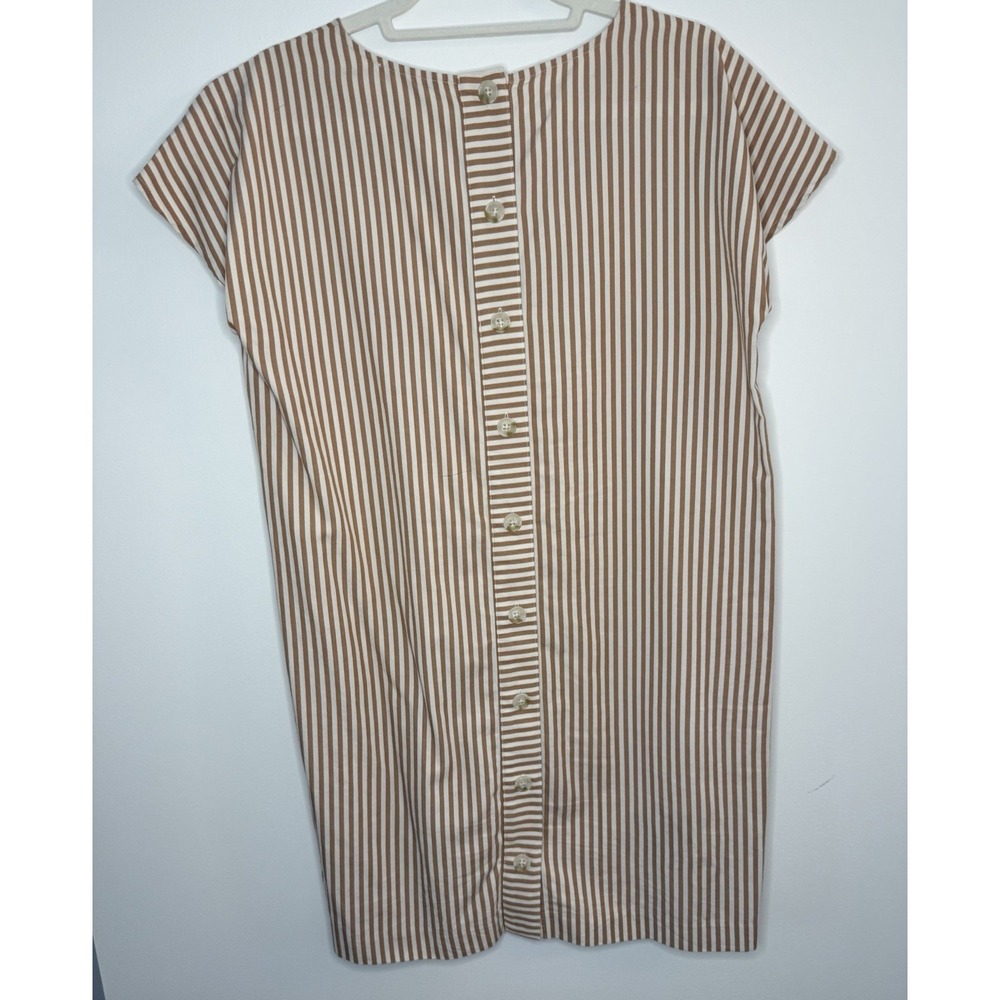 Madewell Top Womens Medium Brown White Casual Beach Lightweight Tunic - Picture 2 of 11